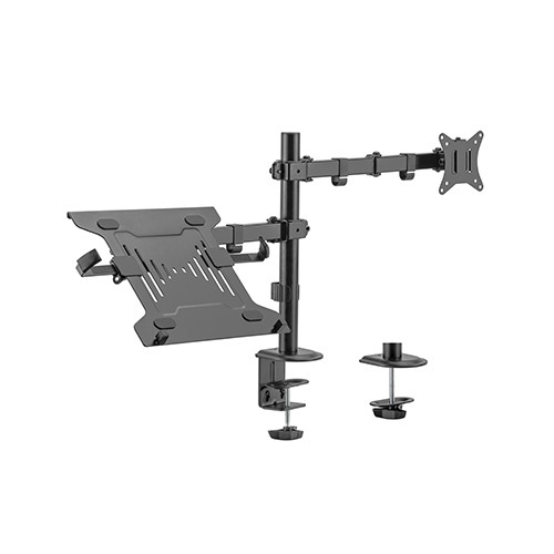 Hismart 17"-32" Monitor Arm with 10”-15.6” Laptop Tray image 1
