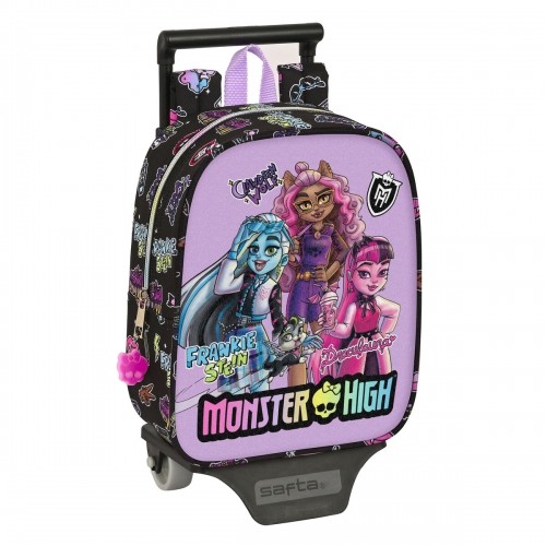 Skolas mugursoma ar riteņiem Monster High Creep Melns 22 x 27 x 10 cm image 1