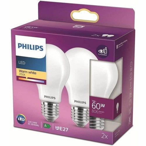 Светодиодная лампочка Philips Bombilla 60 W E27 (2 штук) image 1