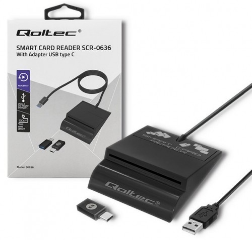Action Qoltec smart card reader + USB-C adapter SCR-0636 image 1