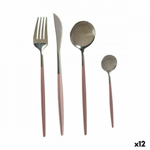 Cutlery Set Pink Silver Stainless steel (12 Units) image 1