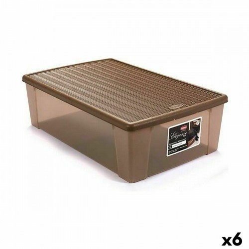 Storage Box with Lid Stefanplast Elegance Beige Plastic 38,5 x 17 x 59,5 cm (6 Units) image 1