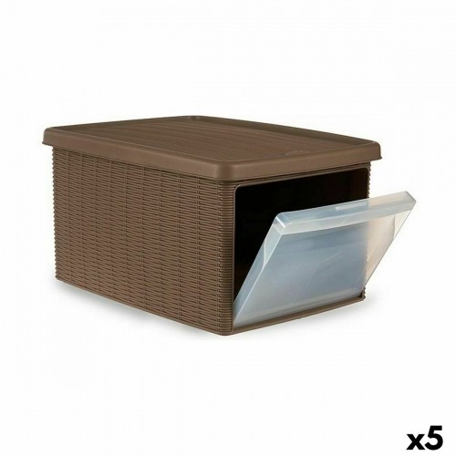 Storage Box with Lid Stefanplast Elegance Side Beige Plastic 29 x 21 x 39 cm (5 Units) image 1