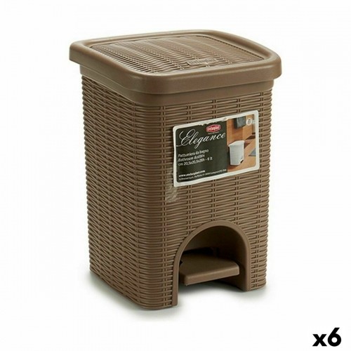 Pedal bin Stefanplast Elegance Black Beige Plastic 6 L 20,5 x 28 x 20,5 cm (6 Units) image 1