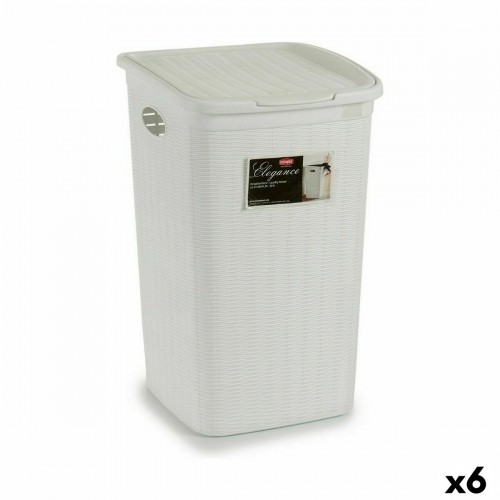 Laundry Basket Stefanplast Elegance White Plastic 50 L 36,5 x 54,5 x 38 cm (6 Units) image 1