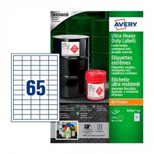 Labels Avery White Paper 50 Sheets 38 x 21,2 mm image 1