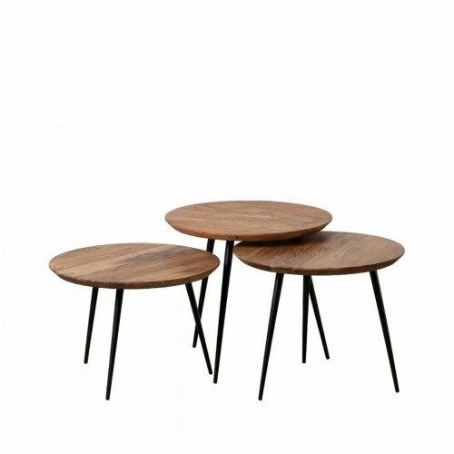 Set of 3 tables Wood Metal Iron Acacia 50 x 50 x 45 cm image 1