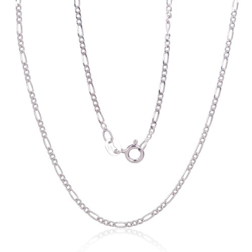 Серебряная цепочка Фигаро 1,8 мм, алмазная обработка граней #2400052(PRh-Gr), Серебро 925°, родий (покрытие), длина: 55 см, 3.3 гр. image 1