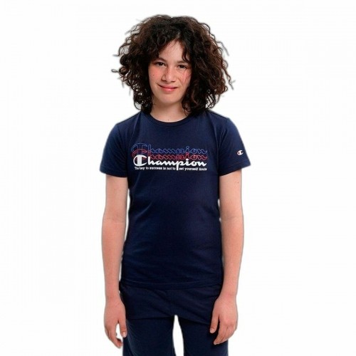 Children’s Short Sleeve T-Shirt Champion Crewneck  Blue image 1