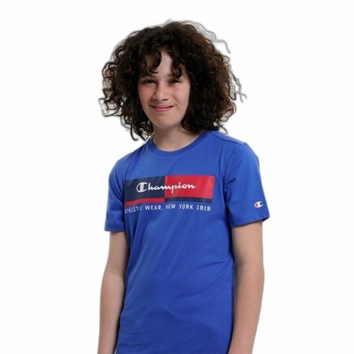 Children’s Short Sleeve T-Shirt Champion Crewneck  Blue image 1