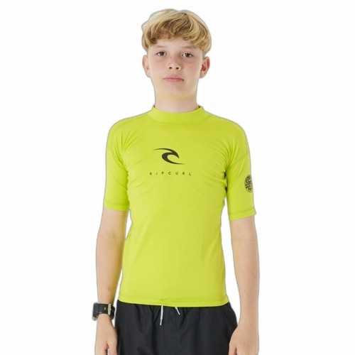 Child's Short Sleeve T-Shirt Rip Curl Corps S/S Rash Yellow Surf Lycra image 1