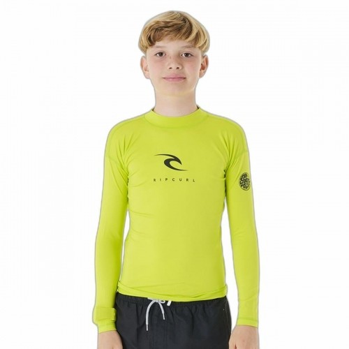 Child's Short Sleeve T-Shirt Rip Curl Corps L/S Rash Vest  Yellow Surf Lycra image 1
