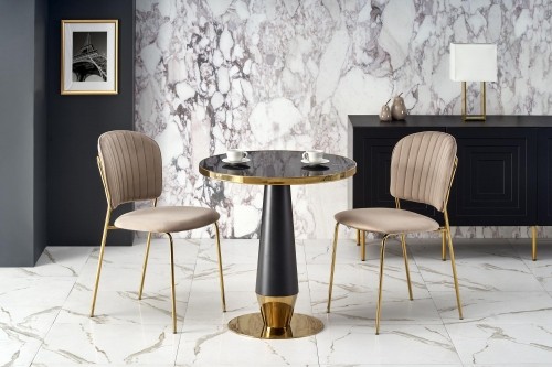 Halmar MOLINA round table, black marble / black / gold image 1