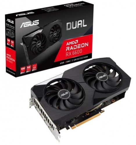 Graphics Card|ASUS|AMD Radeon RX 6600|8 GB|GDDR6|128 bit|PCIE 4.0 16x|GPU 2044 MHz|Two and Half Slot Fansink|1xHDMI|3xDisplayPort|DUAL-RX6600-8G-V2 image 1