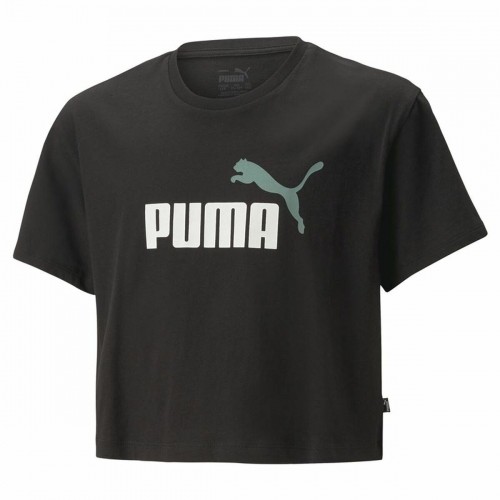 Child's Short Sleeve T-Shirt Puma Logo Cropped  Black image 1