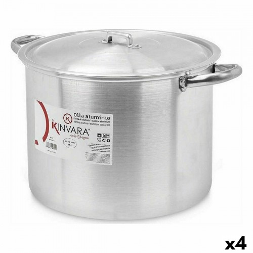 Casserole with Lid Ø 30 cm Silver Aluminium (4 Units) image 1