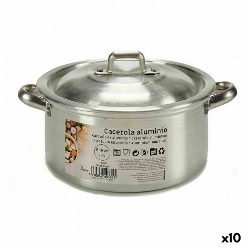 Casserole with lid Silver Aluminium 1,5 L 18 x 10 x 23,5 cm (10 Units) image 1