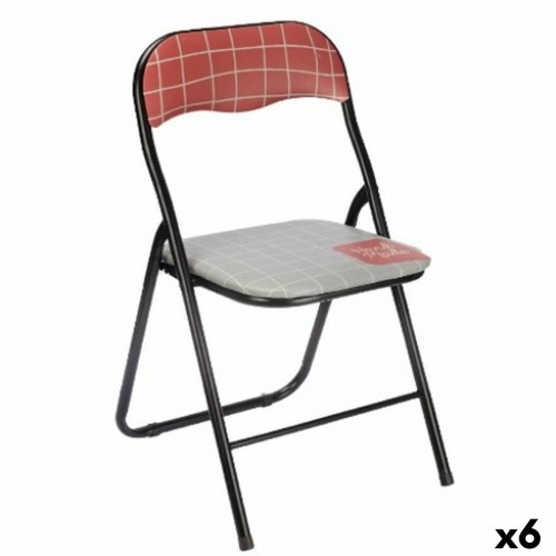 Folding Chair Hand Made Brown Black Grey PVC Metal 43 x 46 x 78 cm (6 Units) image 1