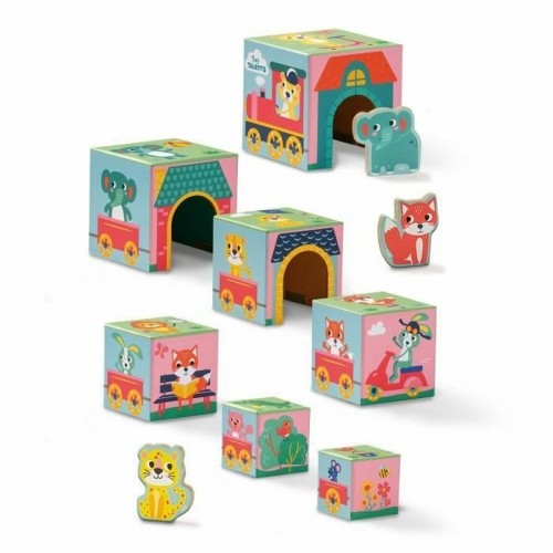 Playset SES Creative Block tower to stack with animal figurines 10 Предметы image 1