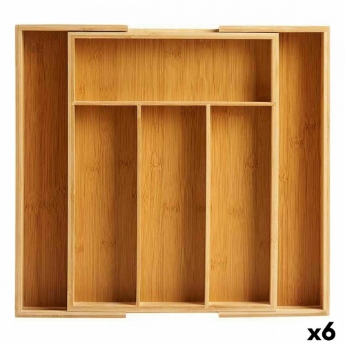 Cutlery Organiser Adaptable compartment Extendable Bamboo (6 Units) image 1