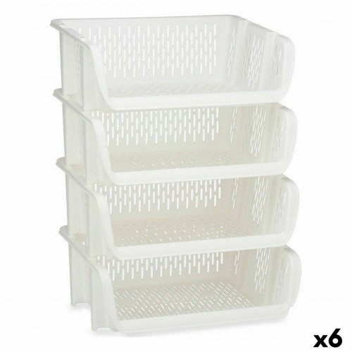 Shelves Fruit Bowl Stackable 4 Pieces White polypropylene 29 x 22 x 39 cm (6 Units) image 1