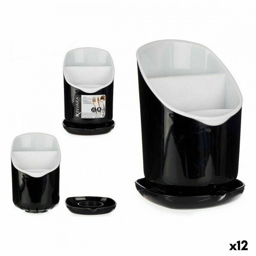 Cutlery Drainer Dinner suit White Black Plastic 12 x 19 x 12,5 cm (12 Units) image 1