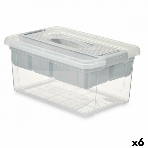 Multi-use Box Grey Transparent Plastic 9 L 35,5 x 17 x 23,5 cm (6 Units) image 1