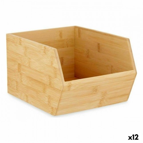 Stackable Organising Box Brown Bamboo 20,1 x 15,1 x 25 cm (12 Units) image 1