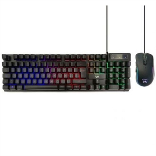 Keyboard and Mouse Ewent PL3201 Black Multicolour Spanish Qwerty image 1