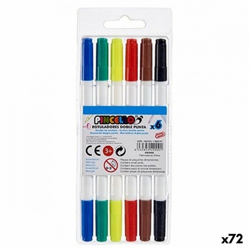 Set of Felt Tip Pens Double-ended Multicolour (72 Units) image 1