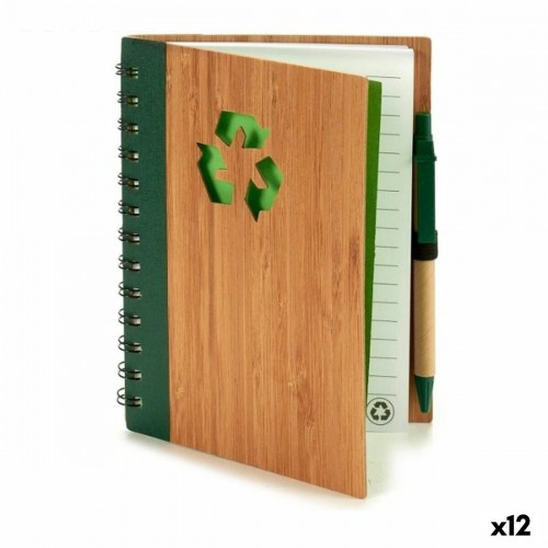 Spiral Notebook with Pen Bamboo 1 x 18 x 14 cm (12 Units) image 1