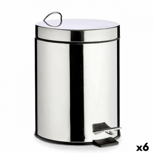 Pedal bin Silver Stainless steel Plastic 3 L (6 Units) image 1