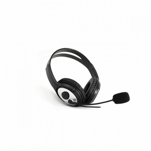 Headphones with Microphone CoolBox COO-AUM-01 Black Black/Silver image 1