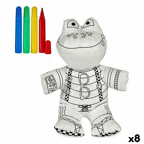 Colouring Plush Frog White Black 18 x 10 x 24 cm (8 Units) image 1