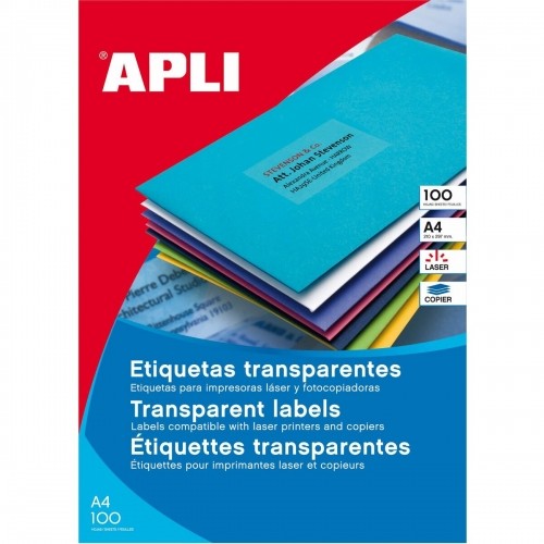 Printer Labels Apli 01224 Transparent 20 Sheets 70 x 37 mm image 1
