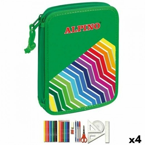 Double Pencil Case Alpino Green Multicolour (32 Pieces) (4 Units) image 1