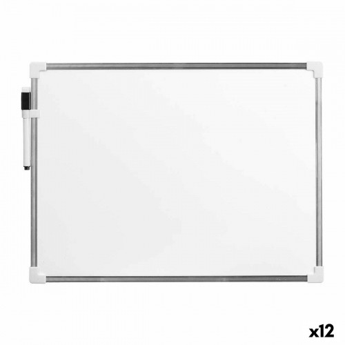 Magnetic Board with Marker White Aluminium 30 x 40 cm (12 Units) image 1