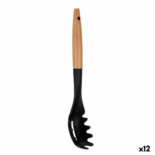 Pasta Spoon Black Natural Wood 6 x 33,5 x 6 cm (12 Units) image 1