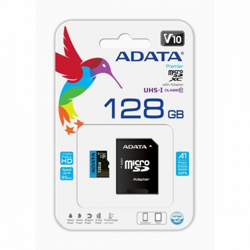 Mikro SD Atmiņas karte ar Adapteri Adata CLASS10 128 GB image 1