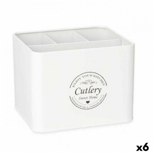 Multi-purpose basket Pieces of Cutlery White Metal 18 x 13,3 x 15,3 cm (6 Units) image 1