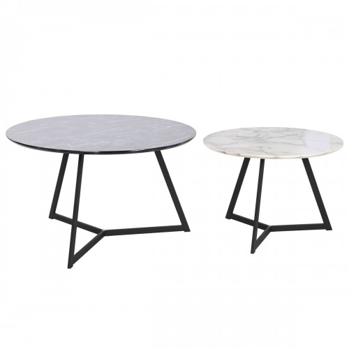 Набор из двух столиков DKD Home Decor Чёрный Металл Деревянный MDF 80 x 80 x 47,5 cm image 1