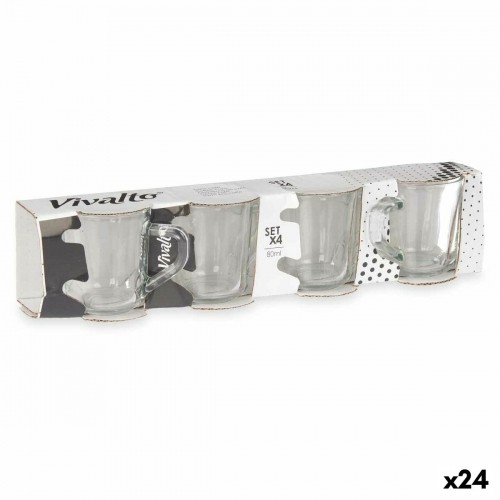 Piece Coffee Cup Set Transparent Glass 80 ml (24 Units) image 1