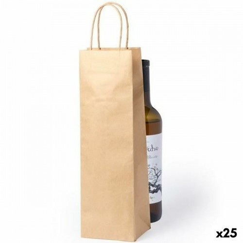 Paper Bag Fama Brown With handles 10 x 10 x 36 cm (25 Units) image 1