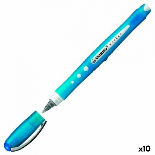 Liquid ink pen Stabilo Roller Worker Blue 0,5 mm (10 Units) image 1