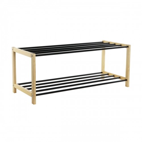 Shoe Rack Home ESPRIT Black Steel Pinewood 80 x 31 x 32 cm image 1