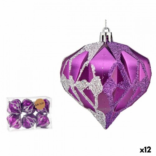 Krist+ Набор новогодних шаров Бриллиант Фиолетовый Серебристый Пластик 8 x 9 x 8 cm (12 штук) image 1