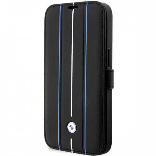 Etui BMW BMBKP14L22RVSK iPhone 14 Pro 6,1" czarny|black bookcase Leather Stamp Blue Lines image 1