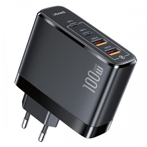 USAMS CC145TC01 lādētājs 2xUSB-C| 2xUSB |100W|PD3.0 +QC3.0 | melns image 1