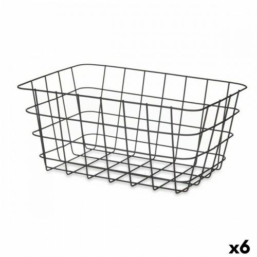 Multi-purpose basket Black Metal 30,3 x 14 x 22,5 cm Rectangular (6 Units) image 1