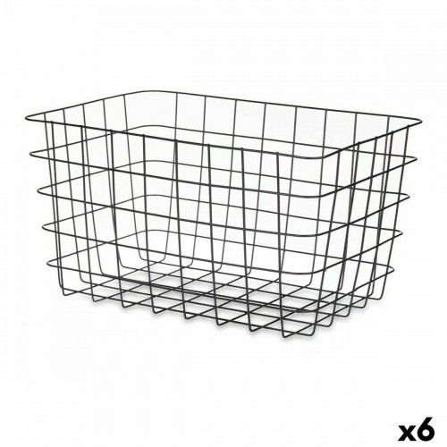Multi-purpose basket Black Metal 38,5 x 20,5 x 28 cm Rectangular (6 Units) image 1
